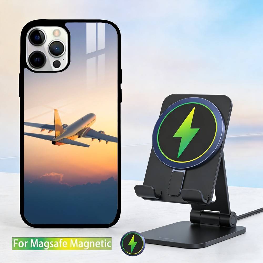 Airplane Plane Phone Case For iPhone 14,16,15,13,17,12,Plus,Pro,Max Magnetic For Magsafe Frosted Cover