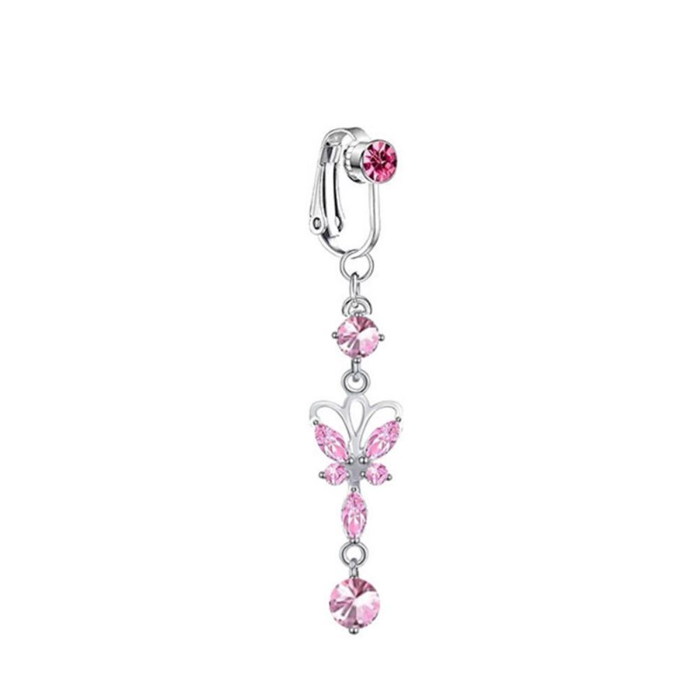 Butterfly Design Fake Belly Ring Zircon Belly Button Rings Navel Rings Fashion Accessory