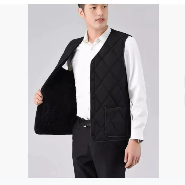 Жилет большого размера, который носит папа, осенне-зимний мужской жилет плюс бархатный утолщенный теплый жилет для защиты от холода