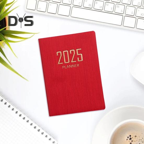 Плотная бумага Блокнот Гладкое письмо Без растекания чернил Обложка из искусственной кожи 2025 Планировщик Устойчивый к чернилам бумажный планировщик