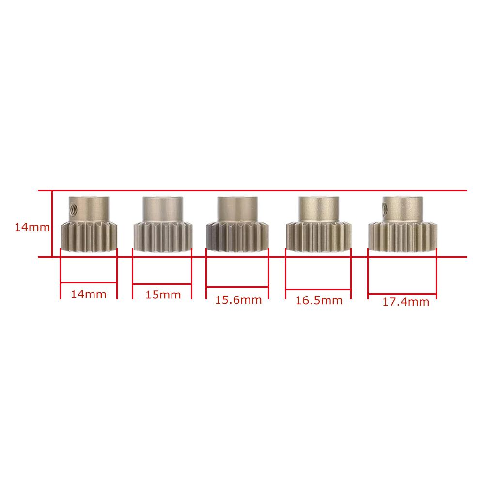 5pcs 3.175mm 32DP 16/17/18/19/20T Metal Pinion Motor Gear Aluminum Pinion Motor Gear for 1/10 RC Model Car