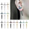Novel Punk Multicolor Crystal Dagger- Earrings Metal Sword- Handle Studs Earrings for Women Girls Halloween Jewelry Gift