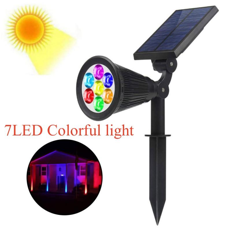 7LED Solar Lawn Lamp Outdoor RGB Solar Spotlight Garden Landscape Light for Wall Path Tree Lawn Halloween Christmas Decoration