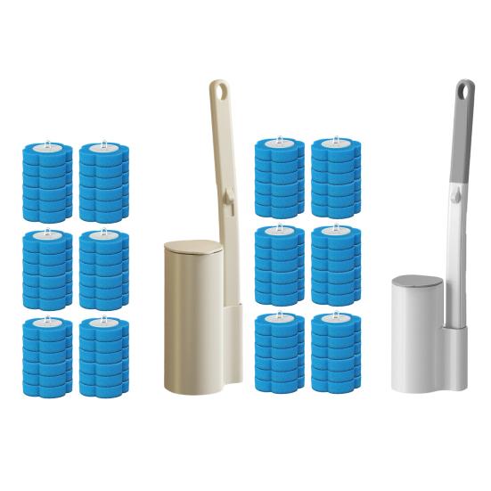 Одноразовая туалетная щетка со сменными насадками Настенный держатель Щетка для чистки с глубокими канавками Очиститель для ванной комнаты