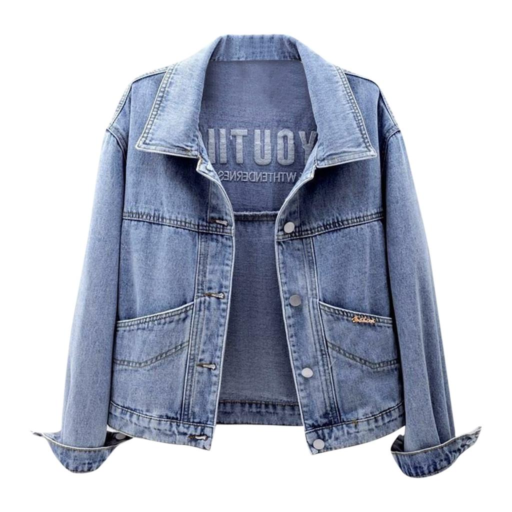 Women's Denim Top Short Coat Embroidered Jacket Top Winter Coat Daily Casual Shopping Coat