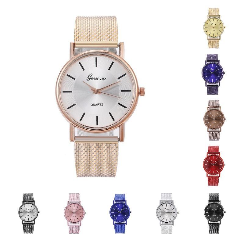 Модные унисекс кварцевые наручные часы, парные часы с декоративными элементами, модель 28035, сетчатый ремешок
