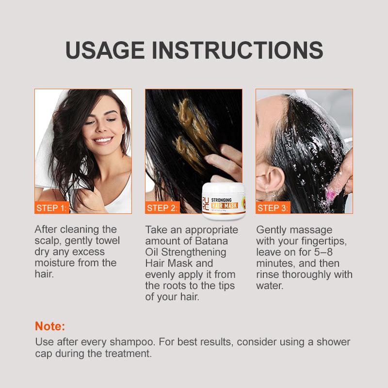 PURC Маска для волос с маслом батана Укрепление корней волос Разглаживание Питание Восстановление Поврежденные вьющиеся волосы Лечение Уход за волосами