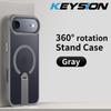 KEYSION 360 Скрытая Металлическая Подставка Магнитный Чехол для Magsafe для iPhone 17 Pro Max Air Прозрачный Матовый Ударопрочная Задняя Крышка Телефона