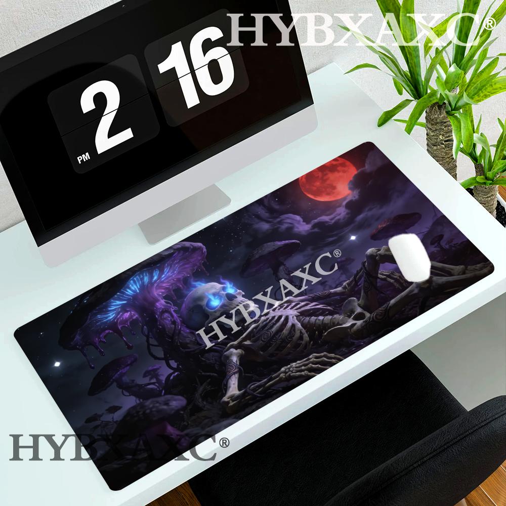 HYBXAXC Готский стиль грибы и черепа Коврик для мыши Настольный коврик со прошитыми краями Основа из натурального каучука коврик для мыши Расширенный коврик