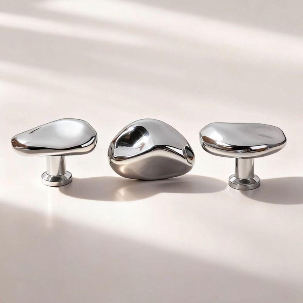 Ручка в французском стиле, серебристая, с одним отверстием, современная простая мебельная ручка, для ящика, шкафа