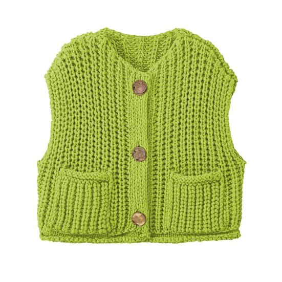 Women Sweater Vest V-neck Sleeveless Button Down Cardigan with Pockets Solid Color