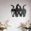 Four Walking Cats Minimalist Metal Wall Art - Modern Home Decor For Bedroom, Living Room, Or Bathroom.