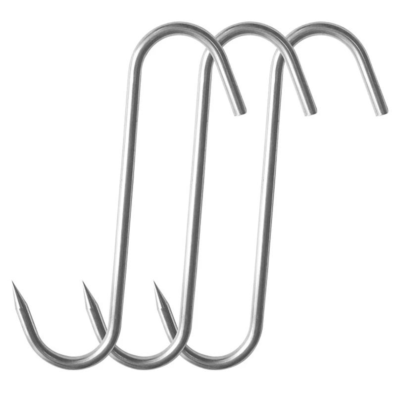 10 шт., крючок для мяса из нержавеющей стали, инструмент для горячего и холодного копчения, разделка мяса, охота, курица, свинина, колбаса, бекон, крюк для гриля