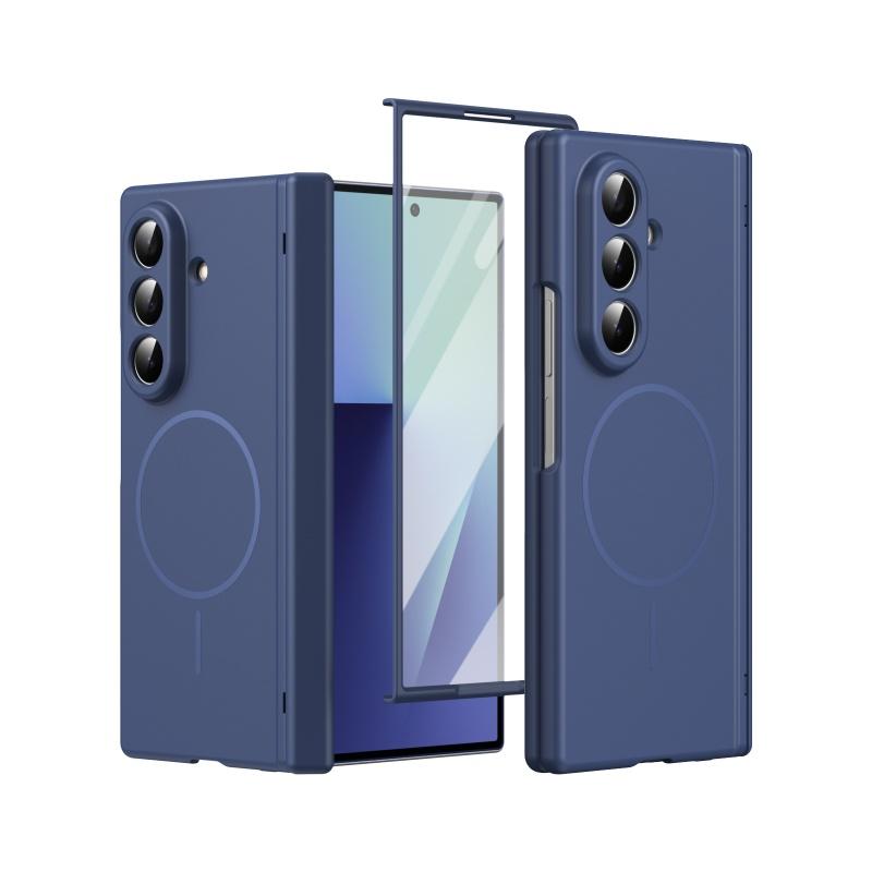 Бизнес-чехол с покрытием под кожу и защитой шарнира из ПК для Samsung Galaxy Z Fold 8 Ultra 7 6 5 4 3 с пленкой, магнитная крышка для беспроводной зарядки