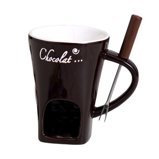 Кружка для шоколадного фондю с вилками и свечами 130 мл, керамическая кружка для плавления шоколада, мини-горшок для плавления масла, подарки на день рождения и свадьбу