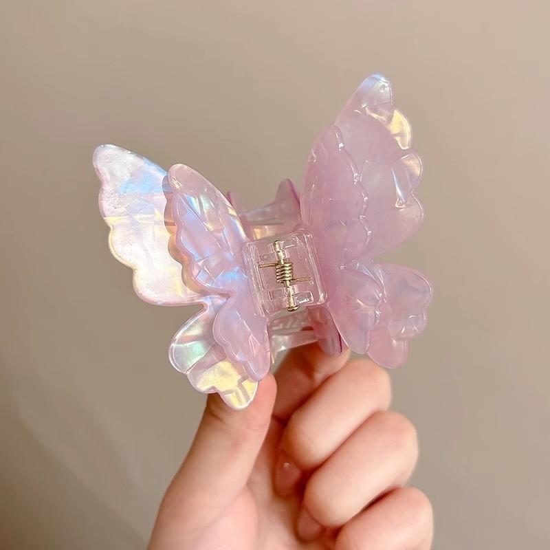 Colorful Butterfly Hair Clip for Women Sweet Flower Frangipani Hair Claw Clips Acetic Acid Hair Accessories Ponytail