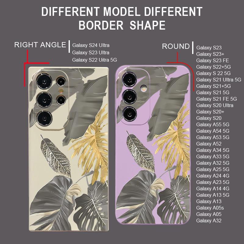 Силиконовый чехол для телефона с узором из увядших листьев для Samsung Galaxy A56 A17 A26 A16 A36 A55 A54 A53 A15 S24 S25 S25 S22 S23 Plus с шнурком, мягкий чехол