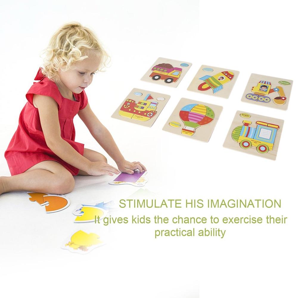 1/2/5PCS Kids 3D Wooden Puzzle Jigsaw Cartoon Animal Puzzles Kids Early Educational Toy