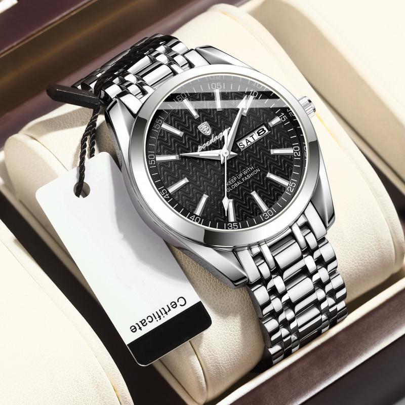 2024 Новые мужские часы, водонепроницаемые светящиеся модные высококлассные часы с календарем, стальной ремешок, изысканные часы с пульсирующей шкалой и циферблатом