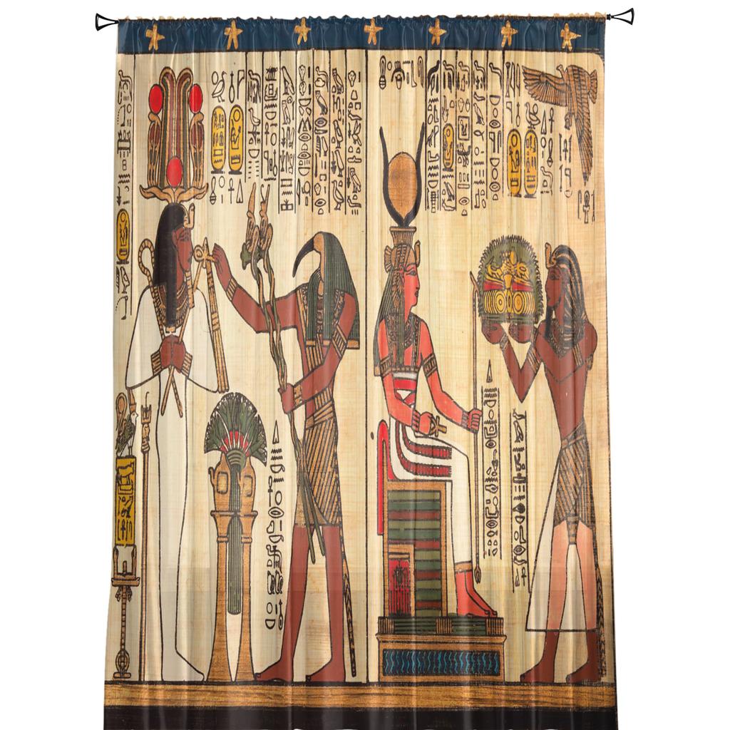 Египетский узор из прозрачных штор для украшения гостиной, оконные шторы для кухни, тюль, вуаль, органза, шторы