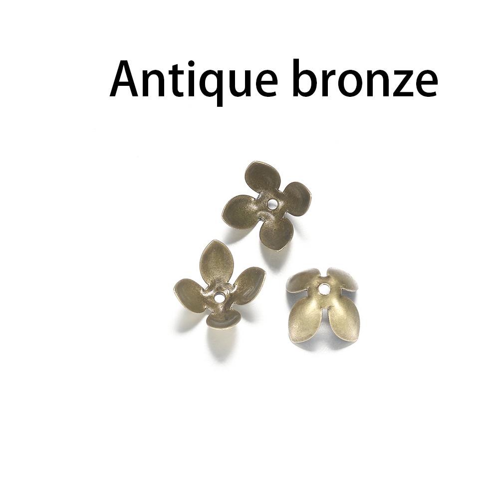 50 шт./лот, 15*8 мм, колпачки для цветочных бусин, фурнитура с четырьмя листьями, объемная крышка для бисера, принадлежности для изготовления ювелирных изделий, сделай сам