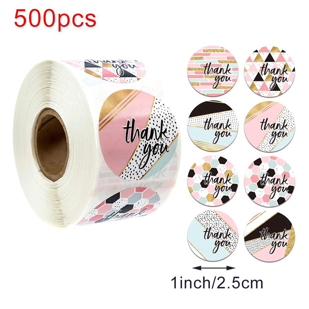 500 шт. Наклейки «Спасибо» для этикеток с печатью, круглые цветочные многоцветные этикетки, наклейки ручной работы, канцелярские наклейки