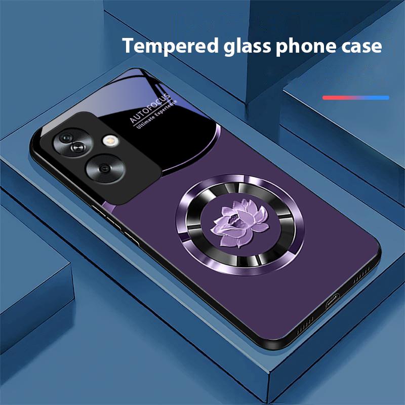 Круг Лотос Золото Для Oppo A79 5G 58 78 74 60 4G Reno 11F Realme GT 6 11 Note 50 10 C55 X2 Закаленное Стекло Черный Чехол для Телефона