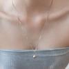 (92.5 Silver) Rain Drop Pendant Long Necklace Nz2498