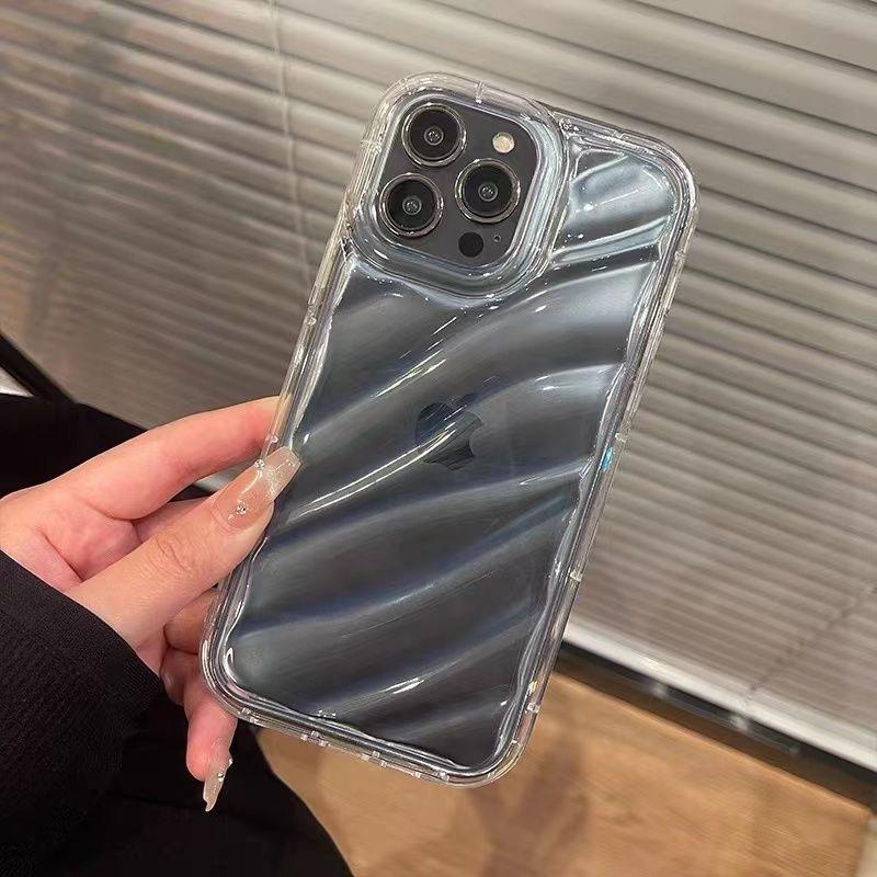 Подходит для чехла для мобильного телефона iPhone 15 Pro, узор «Водная волна», Apple 13Max, прозрачный, противоударный, полная защита, 14, защитный чехол, мягкий