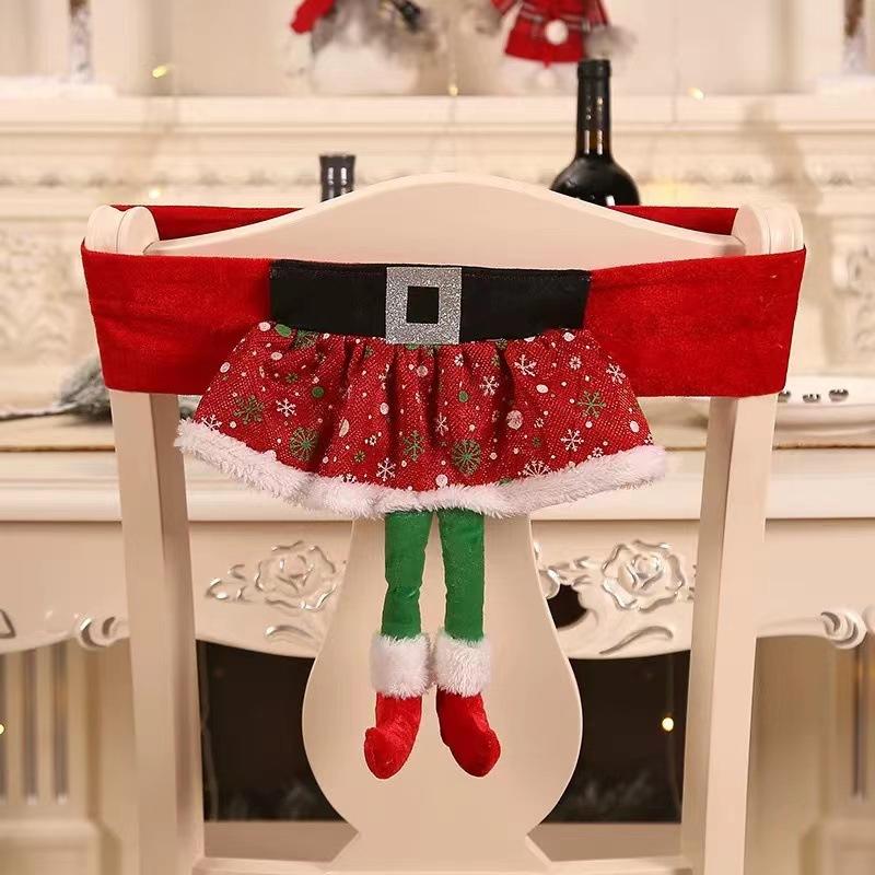 Christmas Chair Cover New Santa Claus Belt Chair Cover Christmas Elf Chair Cover Girl Skirt  Christmas Decoration