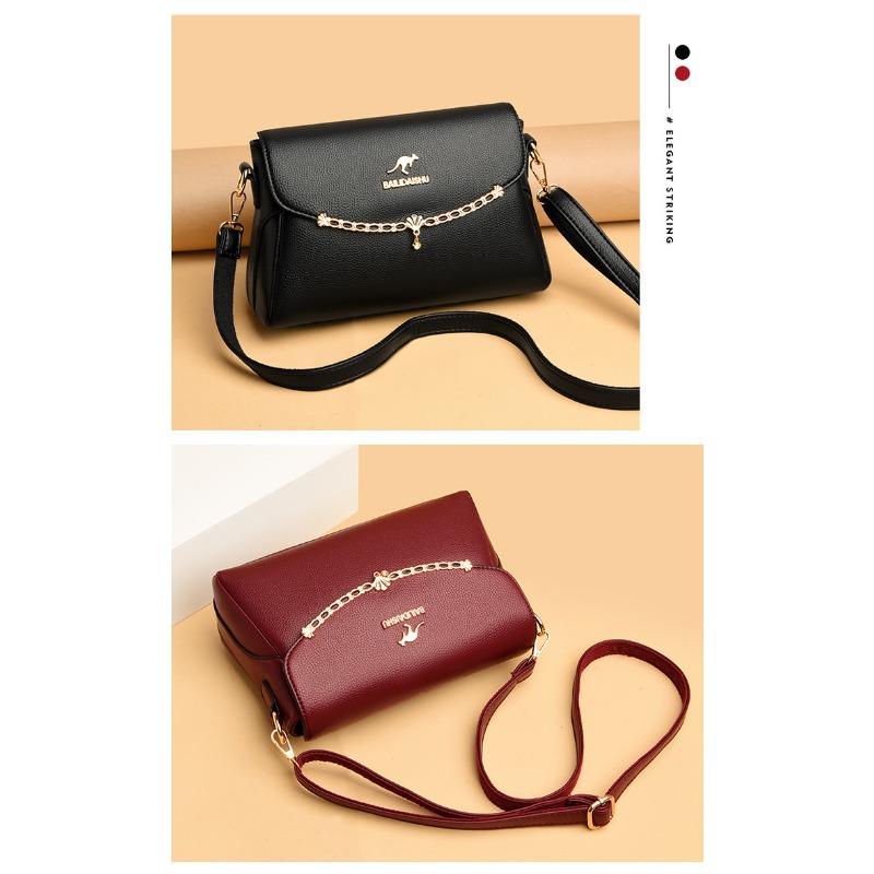 Women's Bag Fashion Soft Leather Middle-aged Mother Shoulder Bag Large Capacity Small Square Bag Women's Satchel
