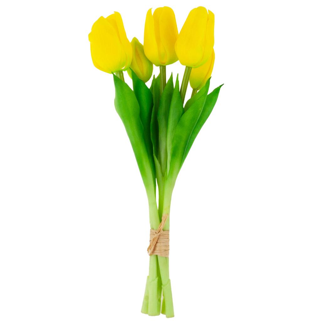 CV13899-8 TULIPS BOUQUET OF TULIPS PARROT ARTIFICIAL RUBBER FLOWERS 5 PCS lifelike