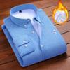 Мужская теплая рубашка, мужская флисовая утолщенная молодежная рубашка из оксфордского прядения из хлопка с длинным рукавом, однотонная вышитая мужская рубашка