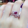 Plated Rose Gold Feather Ring for Women New In Inlaid Red Gem Creative Light Luxury Wedding Zircon Adjustable