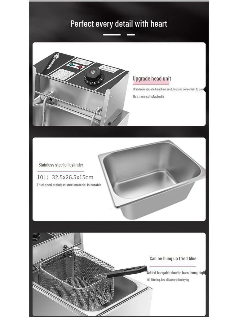 Dual Tank Stainless Steel Electric Deep Fryer - Constant Temp Fryer for Skewers, French Fries, Street Food.
