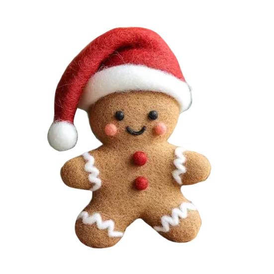 Christmas Felt Ornaments Handmade Wool Felt Rabbit Gingerbread Man Crafts for Tiered Tray Tabletop Decor