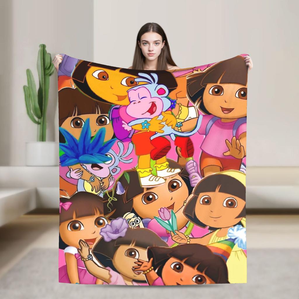 Super Warm Blanket Decorative Dora The Explorer Bedding Throws Flannel Bedspread For Couch Chair Sofa Bed Sofa Bed Cover