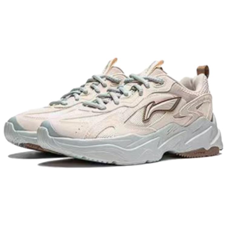 Li Ning Метеор Амортизация Скользкие Устойчивые к истиранию Поддержка Низкие Повседневная Обувь Женская Серо-розовый AGCU122-3