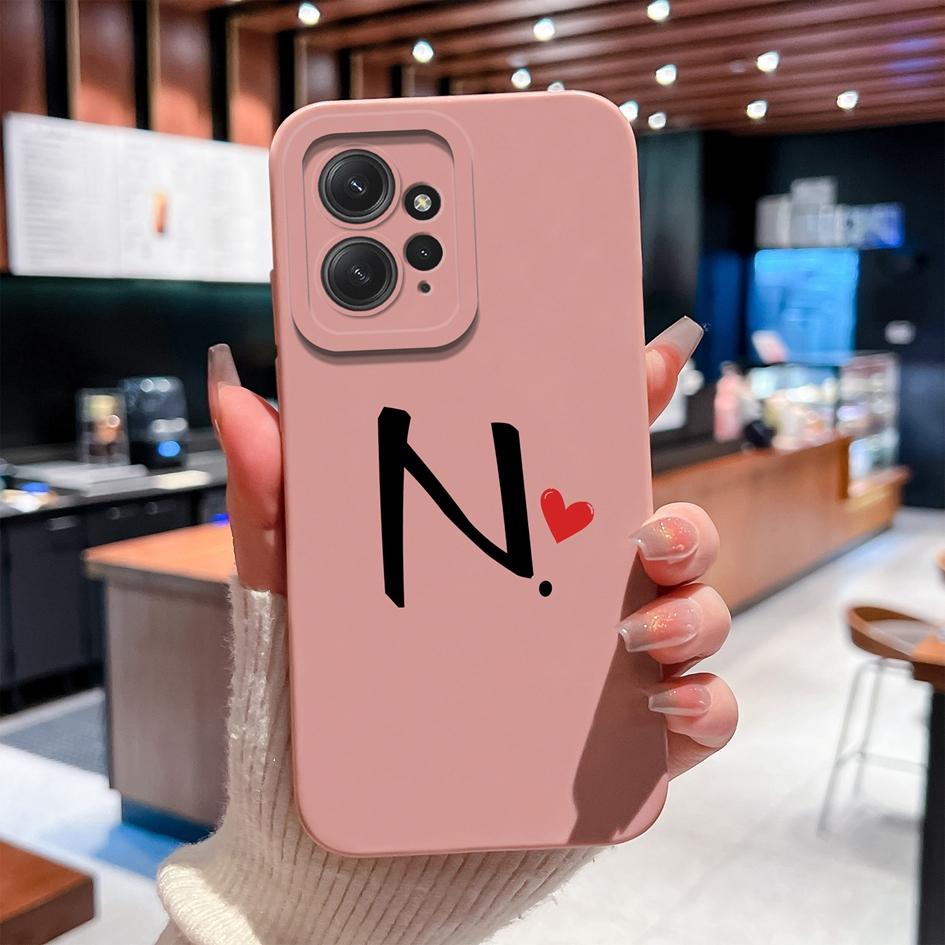 Для Redmi Note 12 12R 12S 13 13R 5 Turbo 3 4 чехол для телефона Lucky 26 Letter мягкий жидкий силиконовый чехол против падений прочный корпус против отпечатков пальцев для Redmi Capa