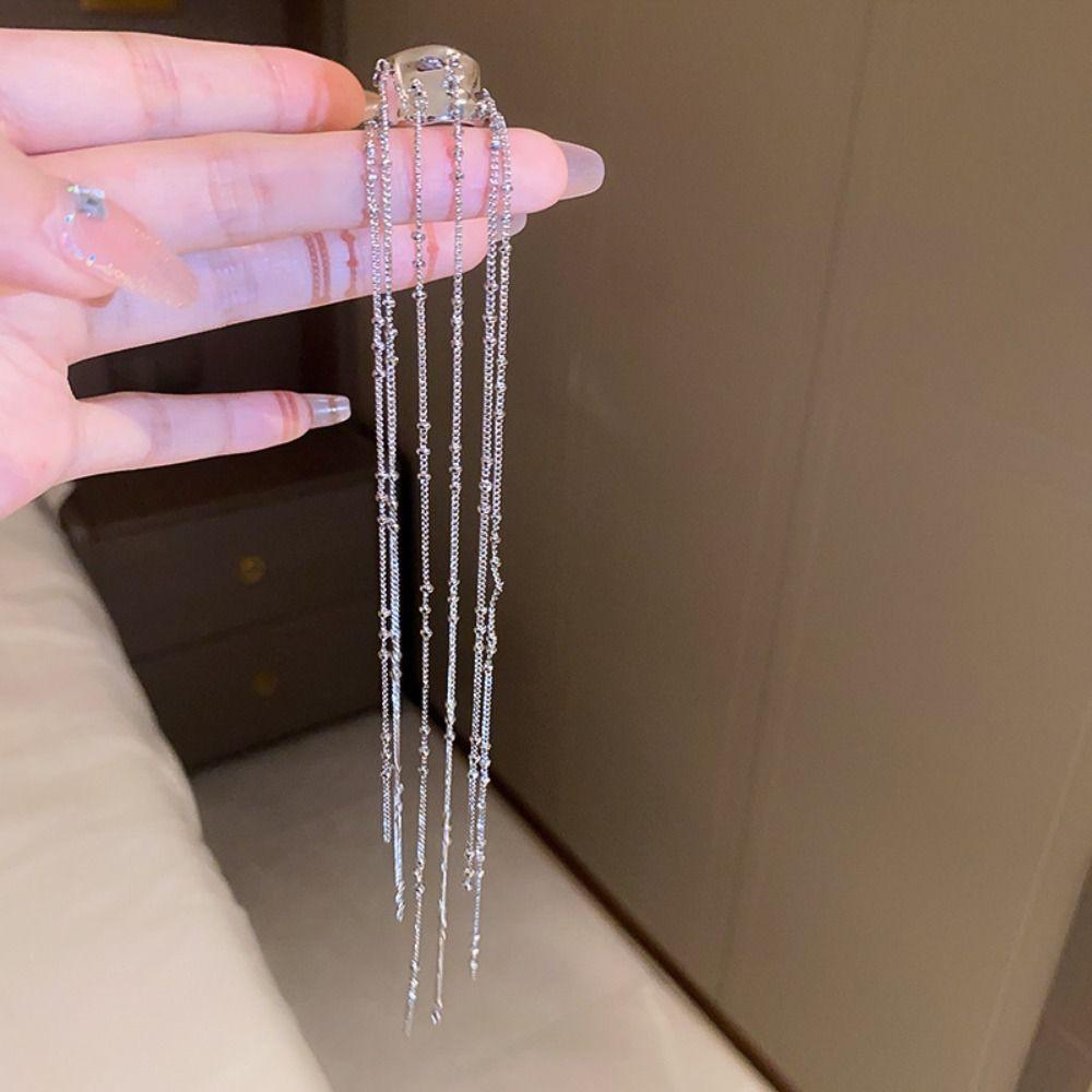 Цинк Цинковый сплав C-образные серьги Этнические каффы для ушей Серьги-линии C-образные серьги с кисточками Длинные клипсы для ушей Девушка