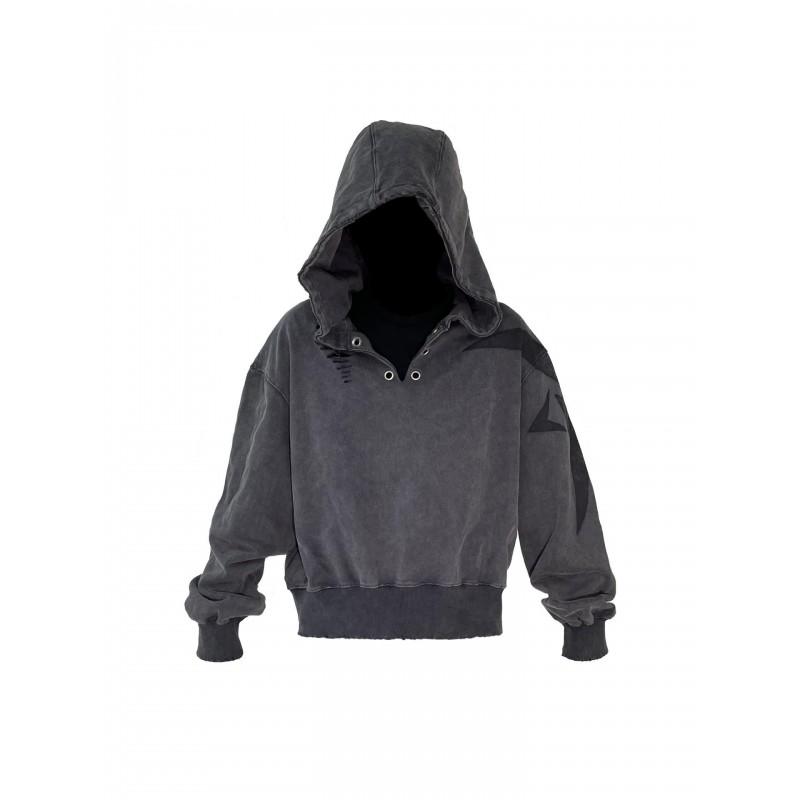 Unisex Punk Streetwear Hooded Sweatshirt With Graphic Print Loose Fit Winter Long Sleeve Pullover Teens Adults
