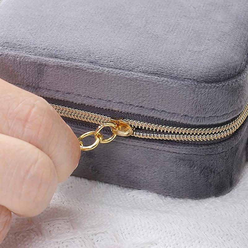 Бархатная шкатулка для украшений дорожная портативная фланелевая квадратная на молнии чехол для хранения ювелирных изделий держатель для подарков держатель для колец держатель для серег