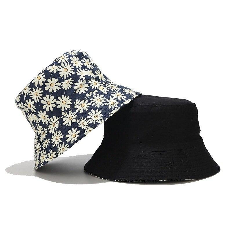 Double-sided Wearable Daisies Bucket Hat Men Women Caps Summer Panama Fold Sun Fishing Fisherman Hat