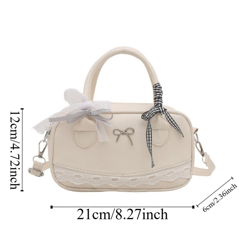 Bow Boston Handbag Lace Ribbon Small Square Bag Pea Bag Crossbody Bowling Bag Party