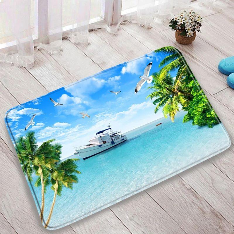 Коврик для ванной Ocean Beach Landscape, суперабсорбирующий, для слива на кухне, нескользящий, для туалета, ванной комнаты, ковер для домашнего декора, коврики для душа
