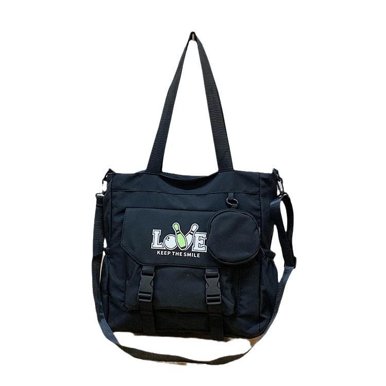 Campus Style Simple Solid Color Large-Capacity Make-Up Bag Student Backpack Leisure Literary Shoulder Bag Hand-Held Schoolbag