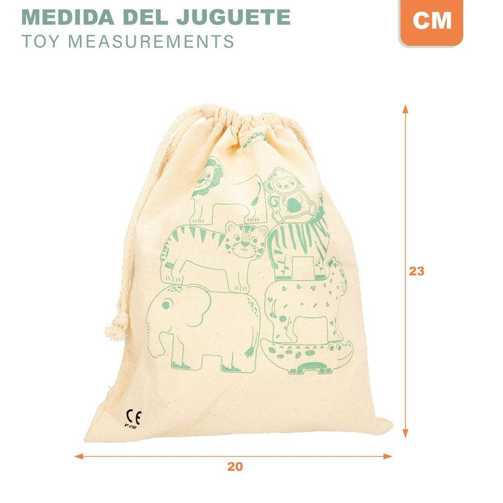 Building Game + Figures Woomax Animals 16 Pieces 7 X 7 X 1.5 Cm (6 Units)