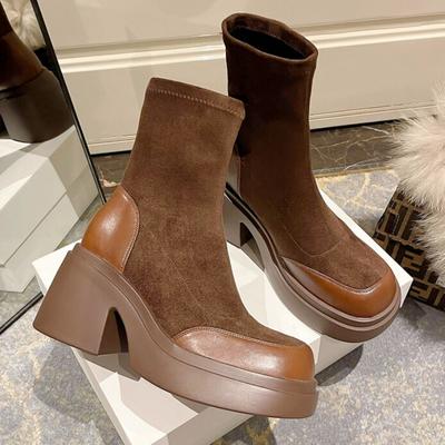 Ботинки «челси» на массивном каблуке, ботинки на высоком каблуке, женская зимняя обувь, новинка 2023, брендовые туфли-лодочки на платформе, готические мотоциклетные зимние ботинки