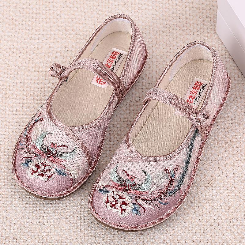Женские туфли летние напечатанные старые Пекинские тканевые туфли женские новые летающие тканые дышащие вышитые туфли универсальные туфли Hanfu удобные одинарные
