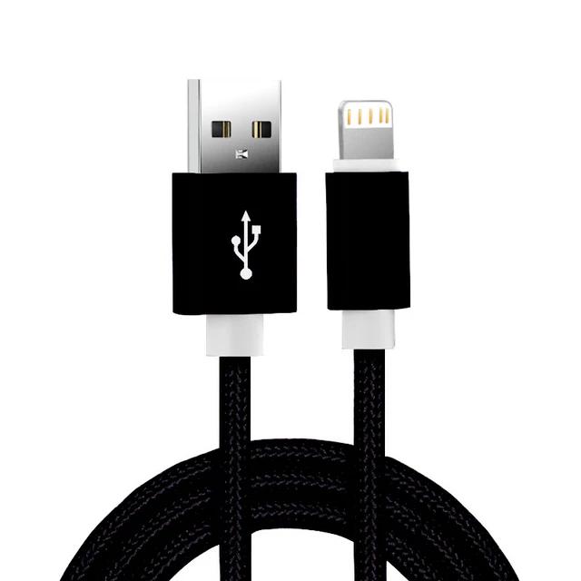 Металлический нейлоновый оплетенный USB-кабель для зарядки iPhone 14 8 7 6S Plus X XR XS 11 12 13 Pro Max iPad 9 Кабель для быстрой зарядки и передачи данных 1 м 2 м 3 м